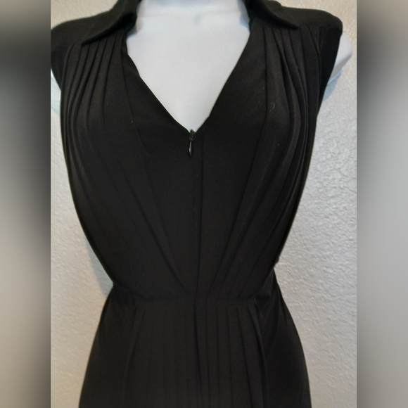 Calvin Klein Black Sleeveless Pleated Fit & Flare Stretch Cocktail Midi Dress - Picture 4 of 9